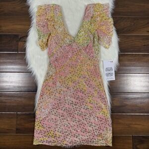 Never‎ Fully Dressed Size US 2 / EU 34 / UK 6 Ruffled V Neck Tilda Mini Dress